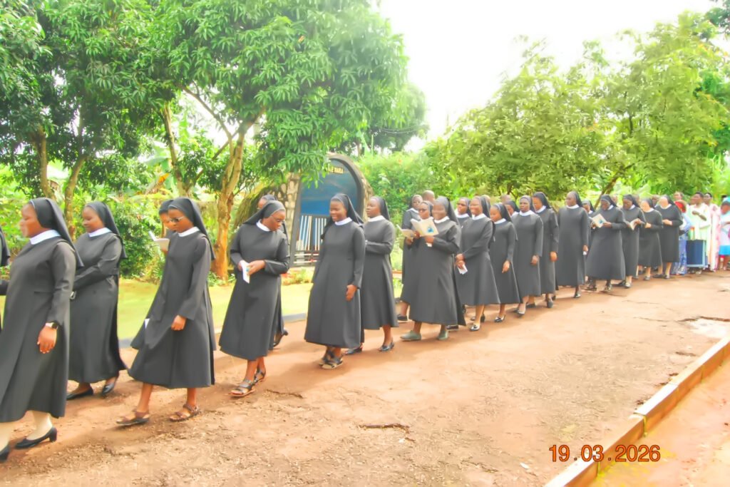 procession of the first profession of sr Lydia, sr Silvia, and sr Esther.